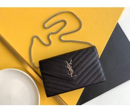 세인트로랑 YSL 로고 모노그램 체인 숄더백 블랙 (은장)